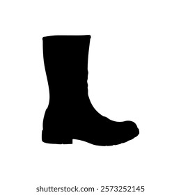 Black Boot silhouette vector illustration on white background.
