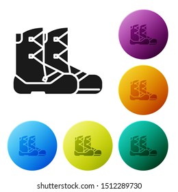 Black Boots icon isolated on white background. Set icons colorful circle buttons. Vector Illustration