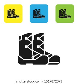 Black Boots icon isolated on white background. Set icons colorful square buttons. Vector Illustration