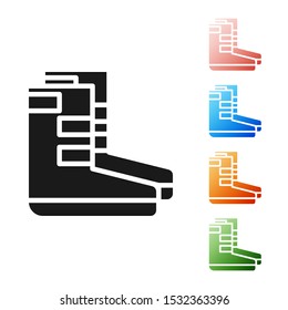 Black Boots icon isolated on white background. Diving underwater equipment. Set icons colorful. Vector Illustration