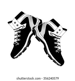 Black boots - vector illustration
