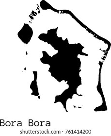 Black Bora Bora Map Vector Silhouette