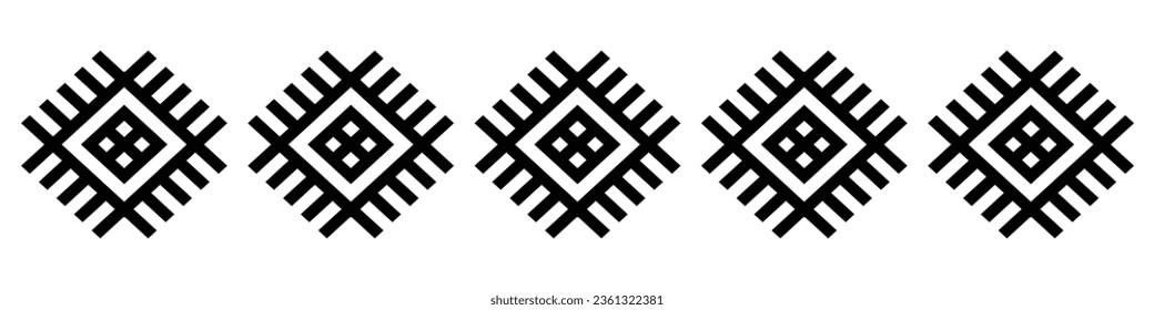 Black border. Aztec tribal seamless pattern in black and white. Abstract ethnic geometric art print design for textile template, fabric, rug, ornament, wallpaper, background, carpet.