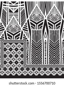 Black Border Design wallpaper and fabric