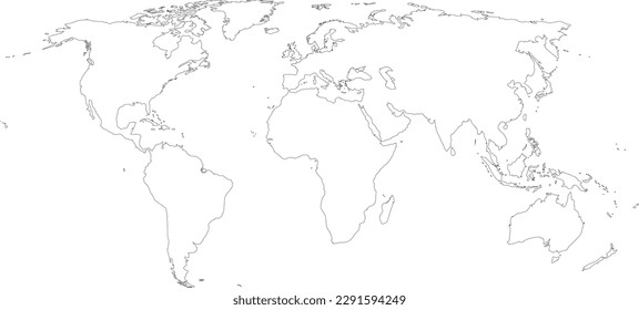 black border line world map 