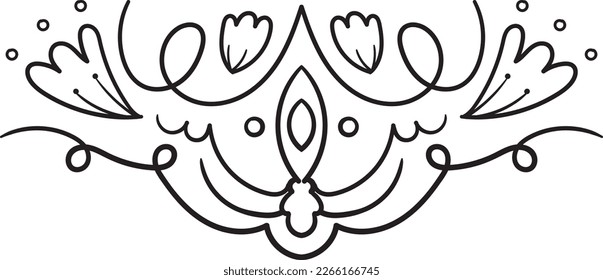 Dibujo dibujado a mano con ornamentos de borde negro