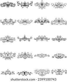 Black Border Ornaments Illustration Set