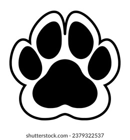 black border paw logo on white background