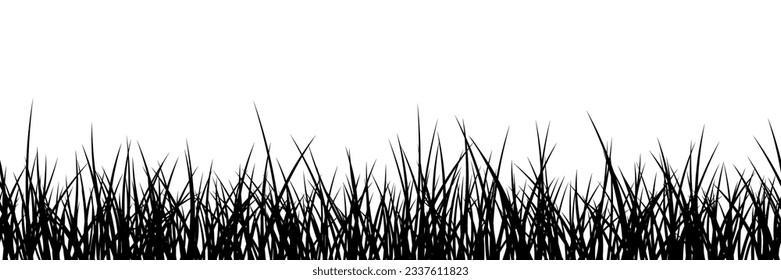 Black border silhouette rare grass repeat border. Vector