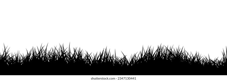 Black border silhouette uneven grass repeat. Vector