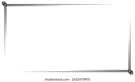 Black border with simple rectangle ornament on white. Minimalist black line frame vector for certificate, invitation, modern template, or decorative frame.