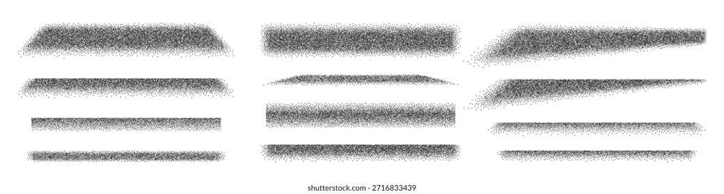 Schwarze Ränder mit Rauschkornstruktur. Vektorkantenschatten mit Farbverlauf-Stipppunkten