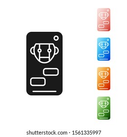 Black Bot icon isolated on white background. Robot icon. Set icons colorful. Vector Illustration