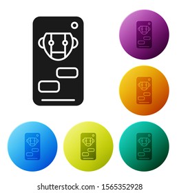 Black Bot icon isolated on white background. Robot icon. Set icons colorful circle buttons. Vector Illustration