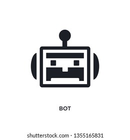 black bot isolated vector icon. simple element illustration from artificial intelligence concept vector icons. bot editable black logo symbol design on white background. can be use for web and