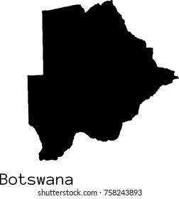 Black Botswana map vector silhouette