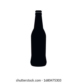 Black bottle beer icon isolated on white background. Vector illustration