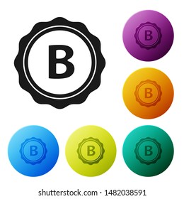 Black Bottle cap with inscription beer icon isolated on white background. Set icons colorful circle buttons. Vector Illustration