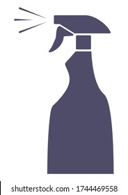 black bottle with disinfection, spray, vector icon