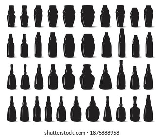 Black bottle icon isolated on white background.  Vector Illustration