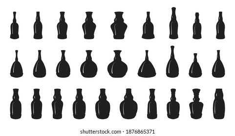 Black bottle icon isolated on white background.  Vector Illustration