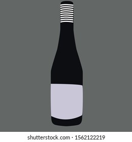 Black bottle, illustration, vector on white background.