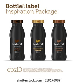 Black bottle & label set