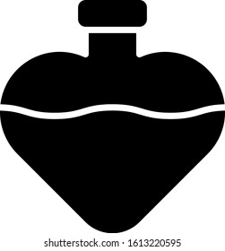 Black Bottle with love potion icon isolated on white background. Valentines day symbol.  Vector Illustration