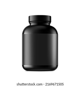 Black bottle mockup. Vector illustration isolated on white background. Perfect for health, cosmetic, pharmacy products. EPS10.