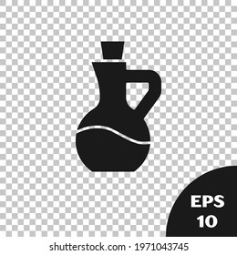 Black Bottle of olive oil icon isolated on transparent background. Jug with olive oil icon.  Vector