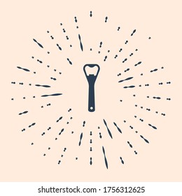 Black Bottle opener icon isolated on beige background. Abstract circle random dots. Vector Illustration