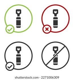Black Bottle opener icon isolated on white background. Circle button. Vector Illustration