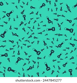 Black Bottle opener icon isolated seamless pattern on green background.  Vector