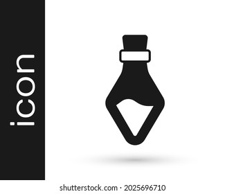 Black Bottle with potion icon isolated on white background. Flask with magic potion. Happy Halloween party.  Vector