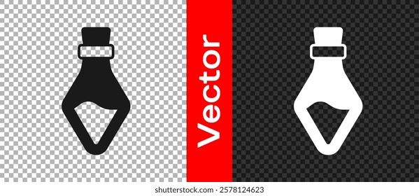 Black Bottle with potion icon isolated on transparent background. Flask with magic potion. Happy Halloween party.  Vector