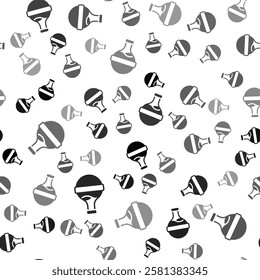 Black Bottle with potion icon isolated seamless pattern on white background. Flask with magic potion. Happy Halloween party.  Vector