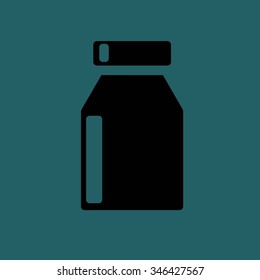black bottle with shadows , dark blue backround