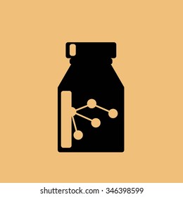black bottle with shadows , yellow backround