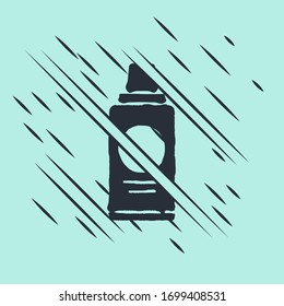 Botella negra de icono de champú aislado en fondo verde. El estilo de Glitch. Ilustración vectorial