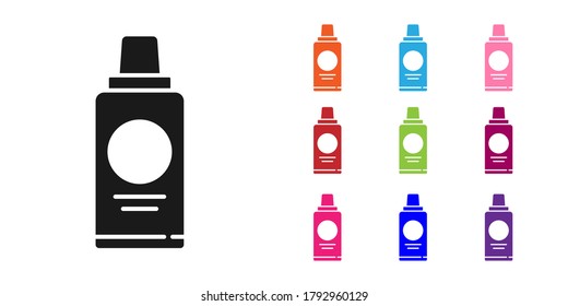 Schwarze Flasche Shampoo Symbol einzeln auf weißem Hintergrund. Symbole bunt festlegen. Vektorgrafik