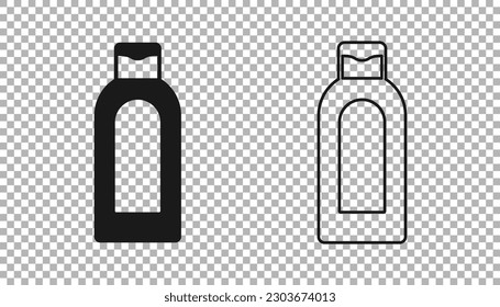Botella negra de icono de champú aislado en fondo transparente.  Vector