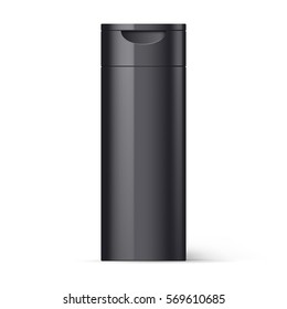 Black Bottle Shampoo Packaging Isolated over White Background