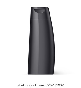 Black Bottle Shampoo Packaging Isolated at White Background
