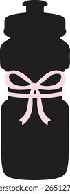 Black bottle silhouette tied with pink ribbon for Breast Cancer Awareness, symbolizing healing and support, great for nutrition, health, and wellness campaigns