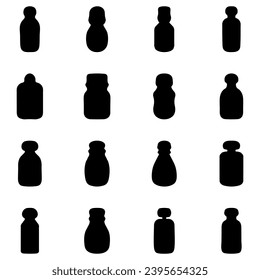 Juego de vectores de silueta de botella negra