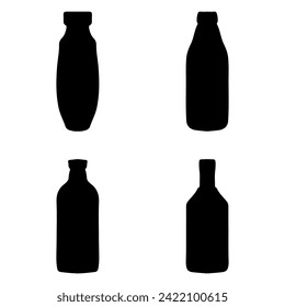Juego de vectores de silueta de botella negra