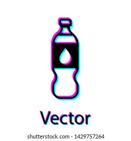 Black Bottle of water icon isolated on white background. Soda aqua drink sign. Vector Illustration