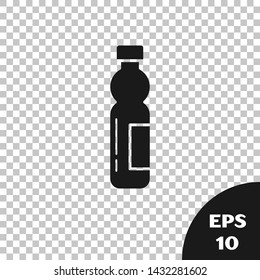 Black Bottle of water icon isolated on transparent background. Soda aqua drink sign.  Vector Illustration