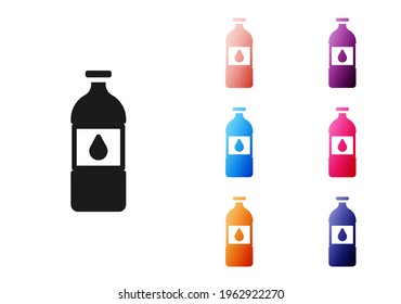 Black Bottle of water icon isolated on white background. Soda aqua drink sign. Set icons colorful. Vector