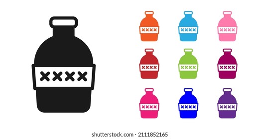 Black Bottle of water icon isolated on white background. Soda aqua drink sign. Set icons colorful. Vector